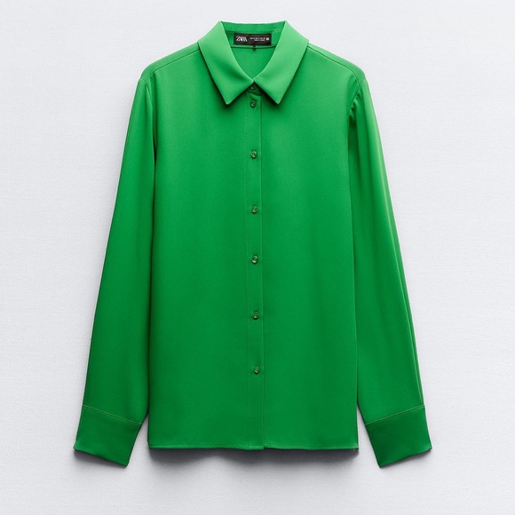 Zara crepe shirt, emerald green - Picture 8 of 13